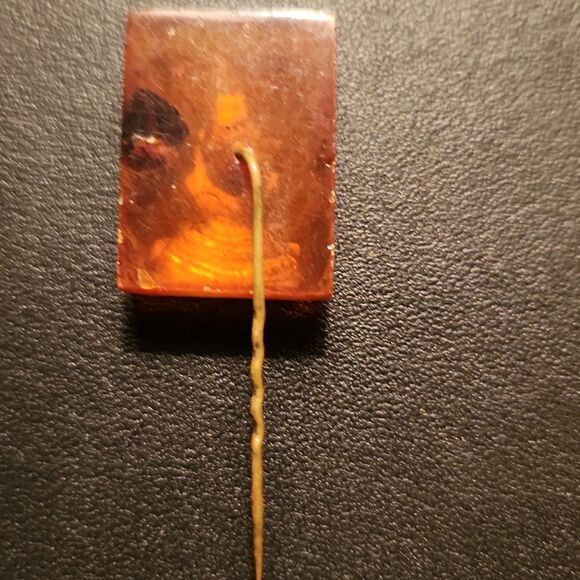 Vintage Lithuanian authentic amber pin with Pirciupis emblem - Picture 3 of 5